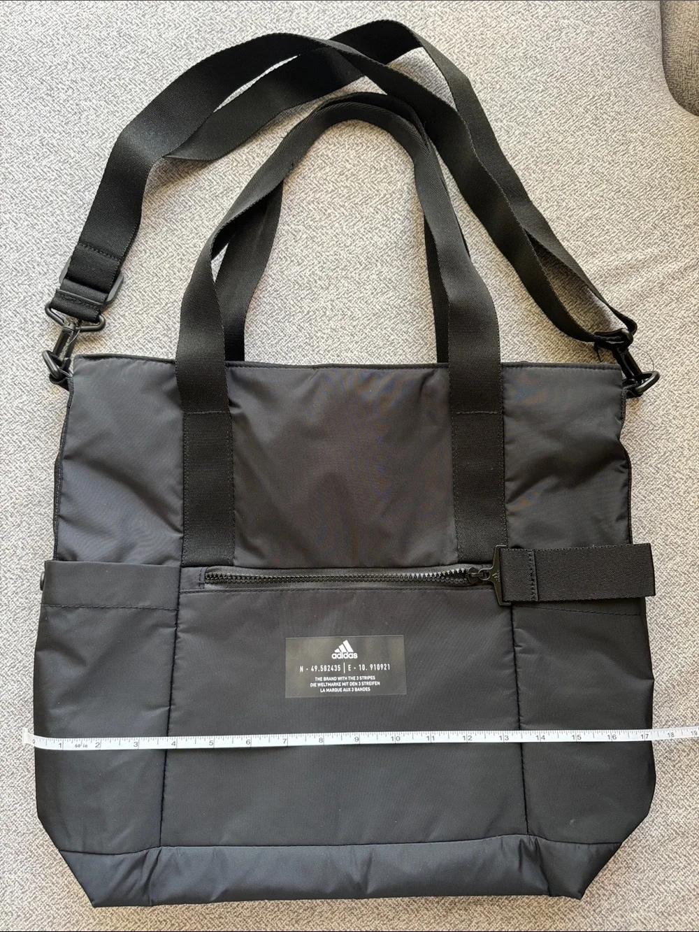 adidas Black Nylon Messenger Tote with Adjustable Strap